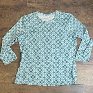 Blue Geometric Long-Sleeve Women’s Top